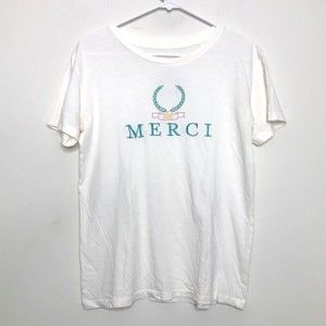 Desert Dreamer Women's Small MERCI PARIS T-Shirt, Off-White Ivory